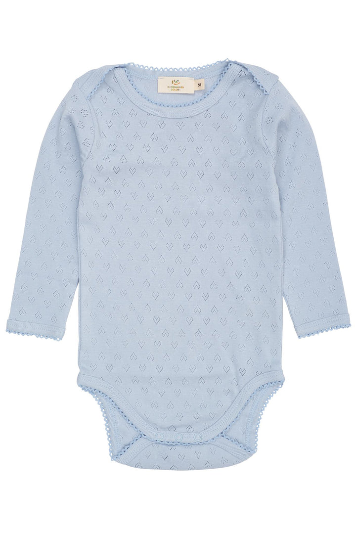 POINTELLE HEART LAPNECK BODY LS - DUSTY BLUE
