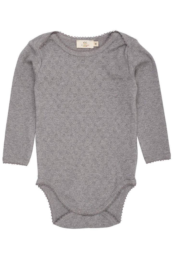 POINTELLE HEART LAPNECK BODY LS - GREY MEL.