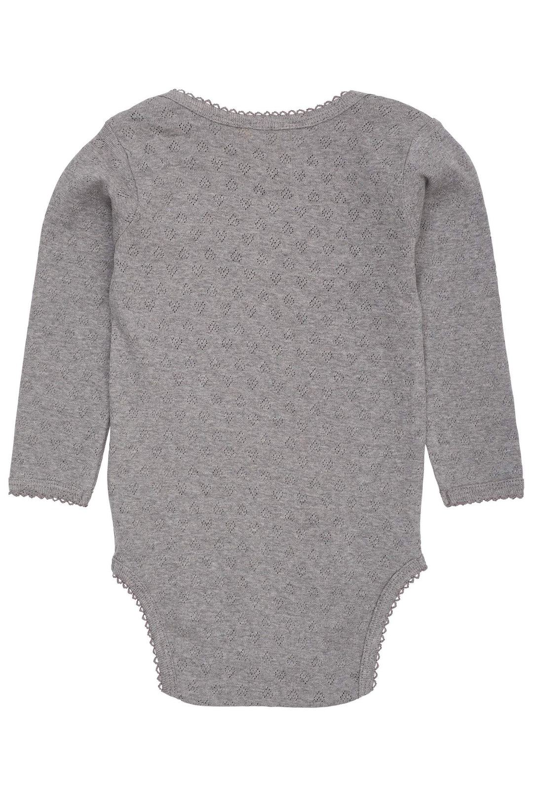 POINTELLE HEART LAPNECK BODY LS - GREY MEL.