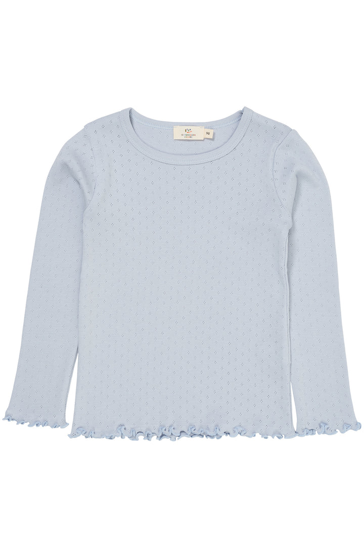 SUMMER POINTELLE LS TEE - DUSTY BLUE