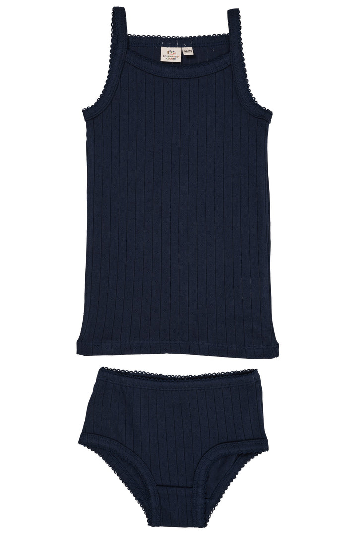 POINTELLE JUNIOR UNDERWEAR SET - NAVY