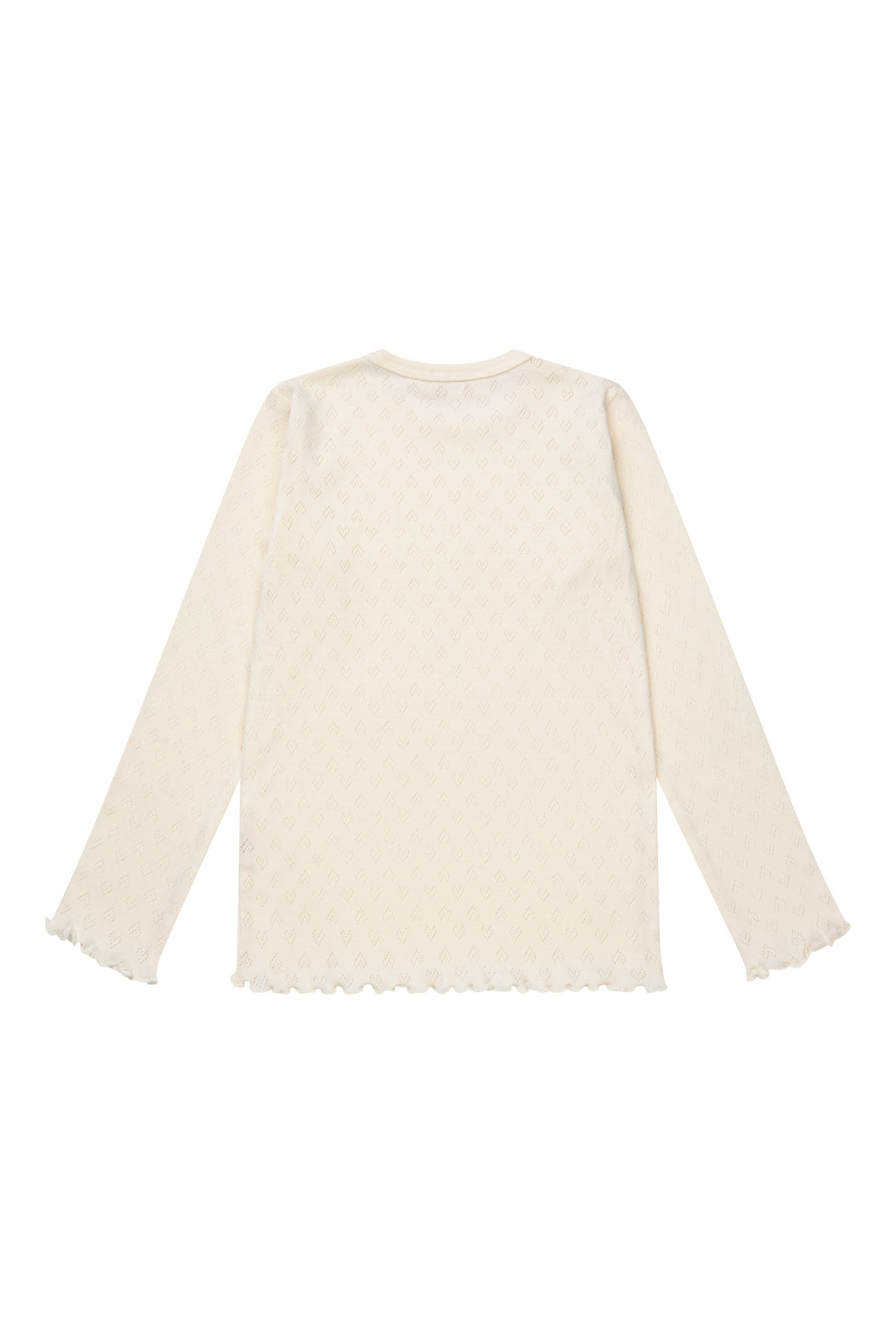 Pointelle Heart Ls Tee - Cream