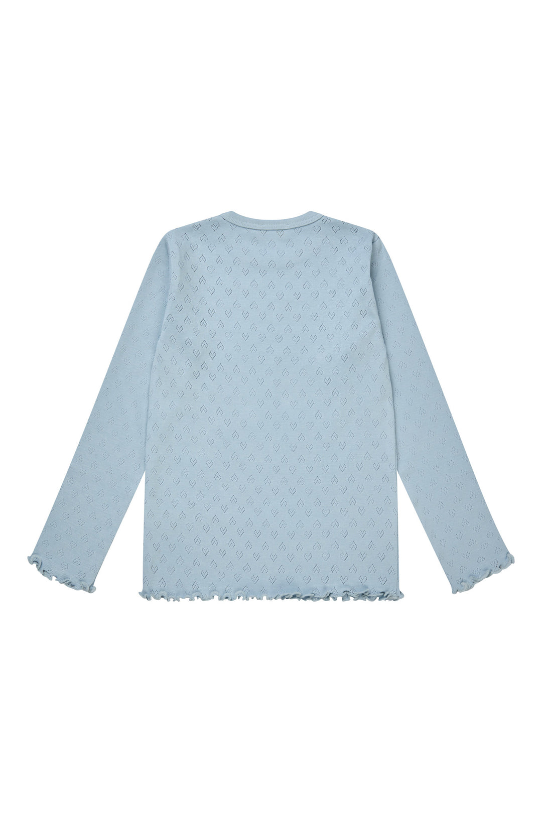 Pointelle Heart Ls Tee - Dusty Blue