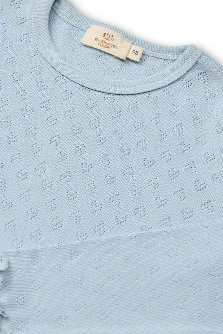 Pointelle Heart Ls Tee - Dusty Blue