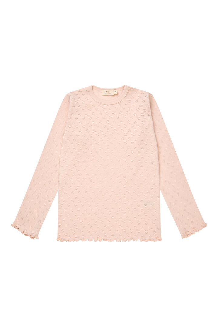 Pointelle Heart Ls Tee - Dusty Rose