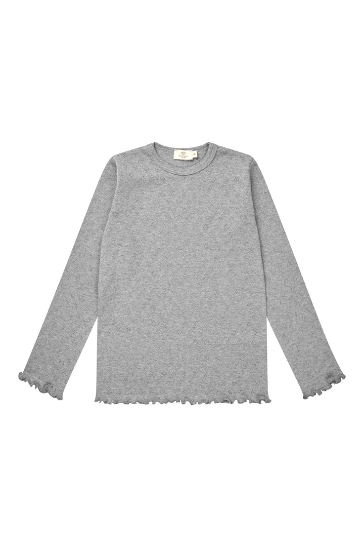 Pointelle Heart Ls Tee - Grey Mel.