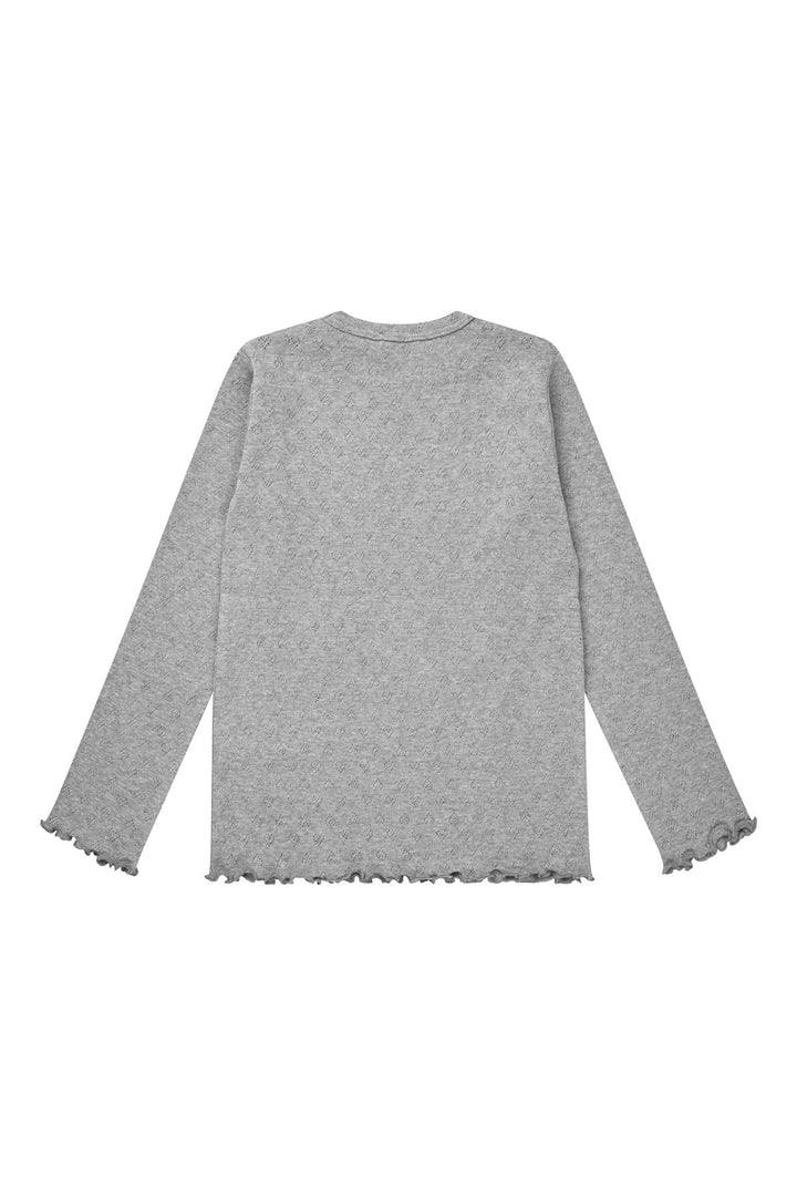 Pointelle Heart Ls Tee - Grey Mel.