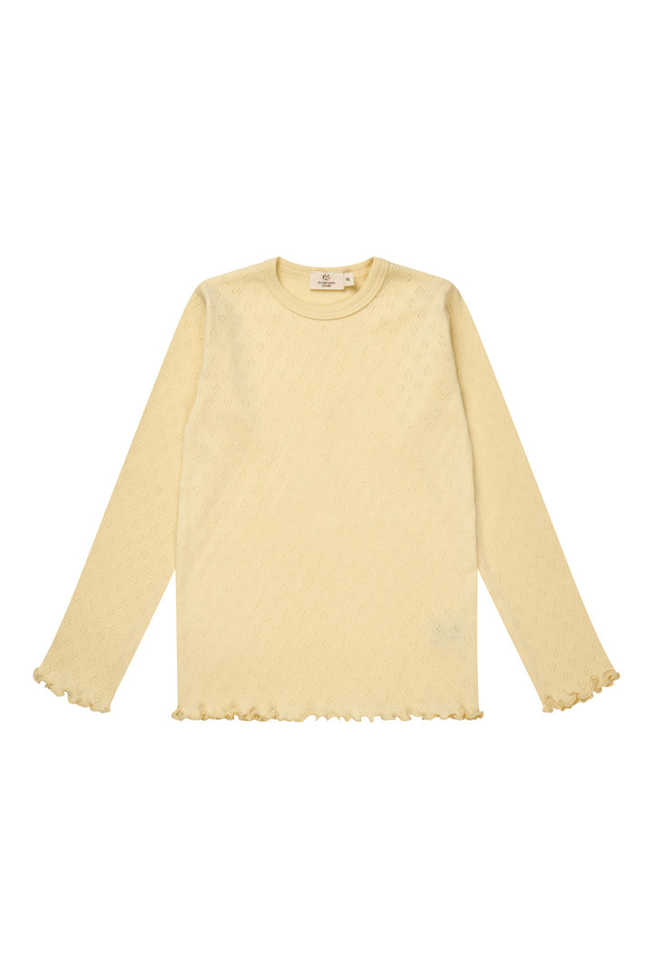 POINTELLE HEART LS TEE - LT. YELLOW