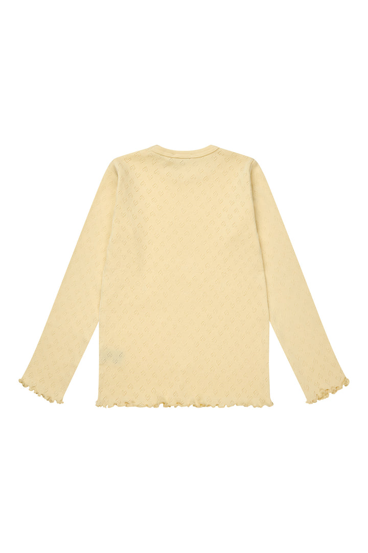 POINTELLE HEART LS TEE - LT. YELLOW