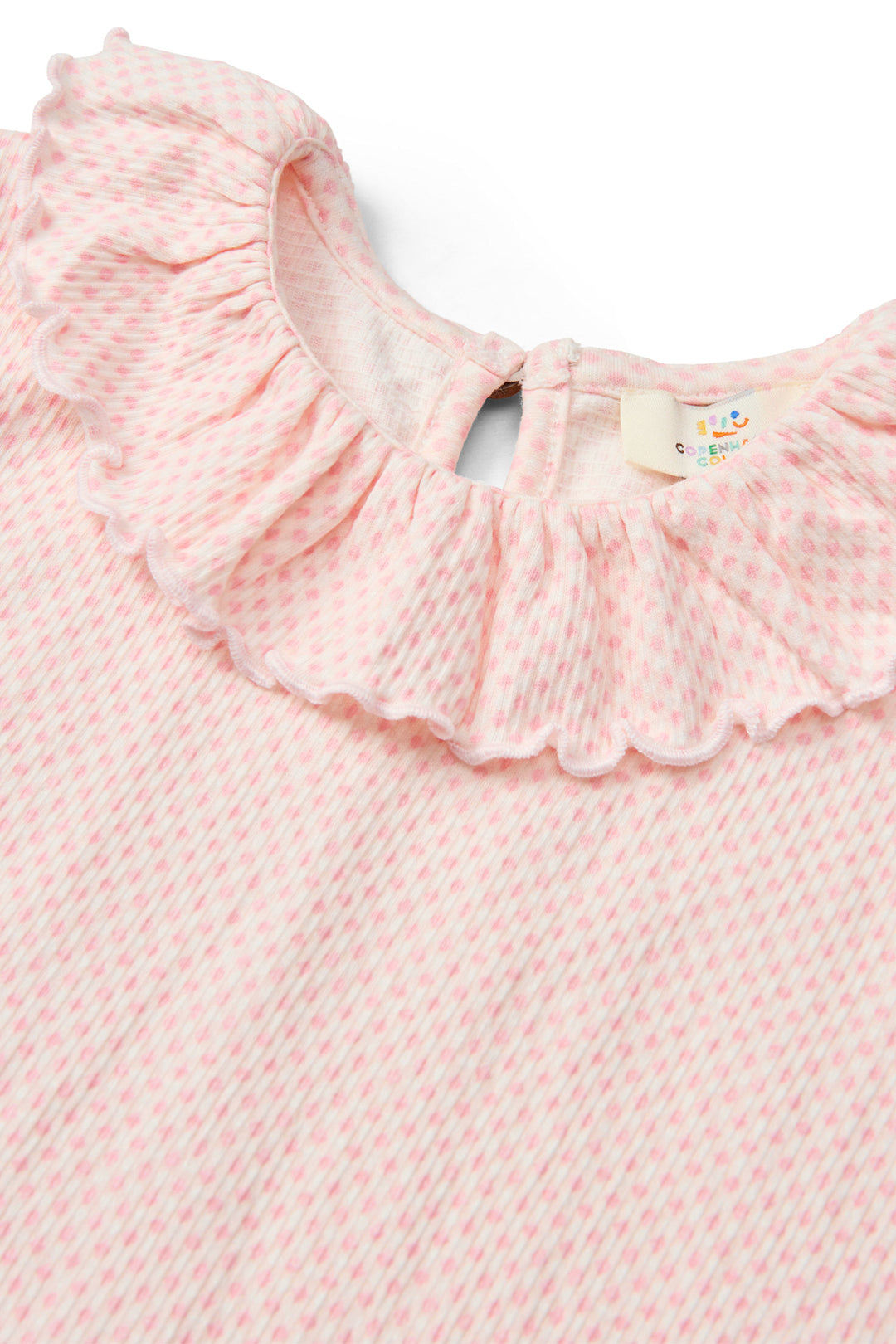 CREPE TEE W. FRILL COLLAR - PINK COMB.