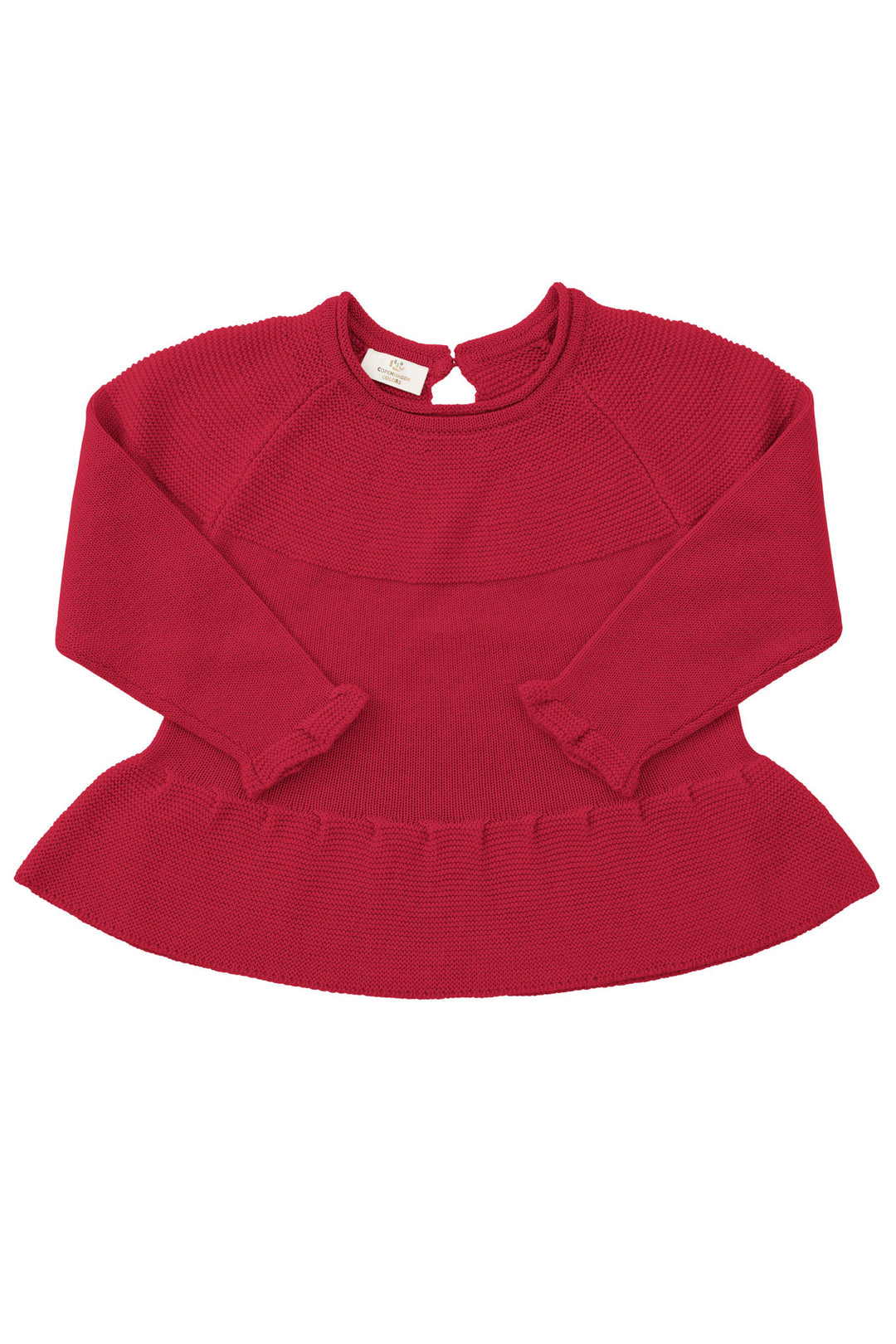 MERINO KNIT BLOUSE WITH FRILL - BURGUNDY