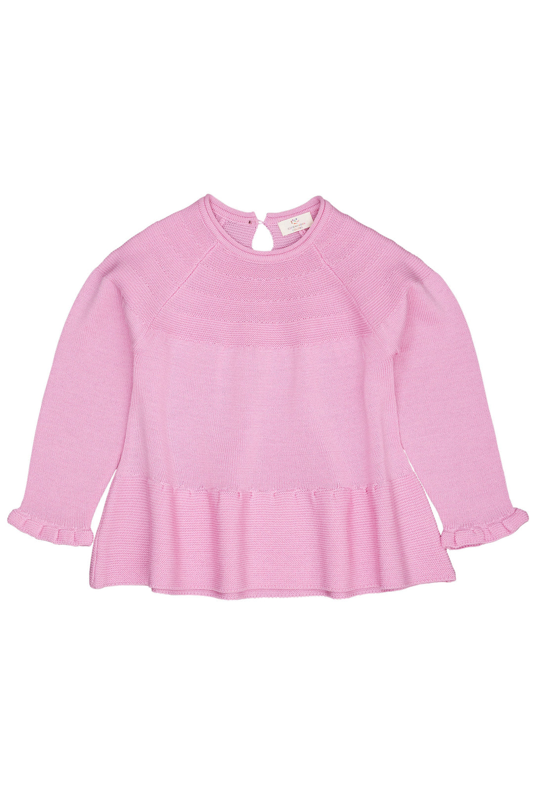 MERINO KNIT BLOUSE WITH FRILL - SYRINGA