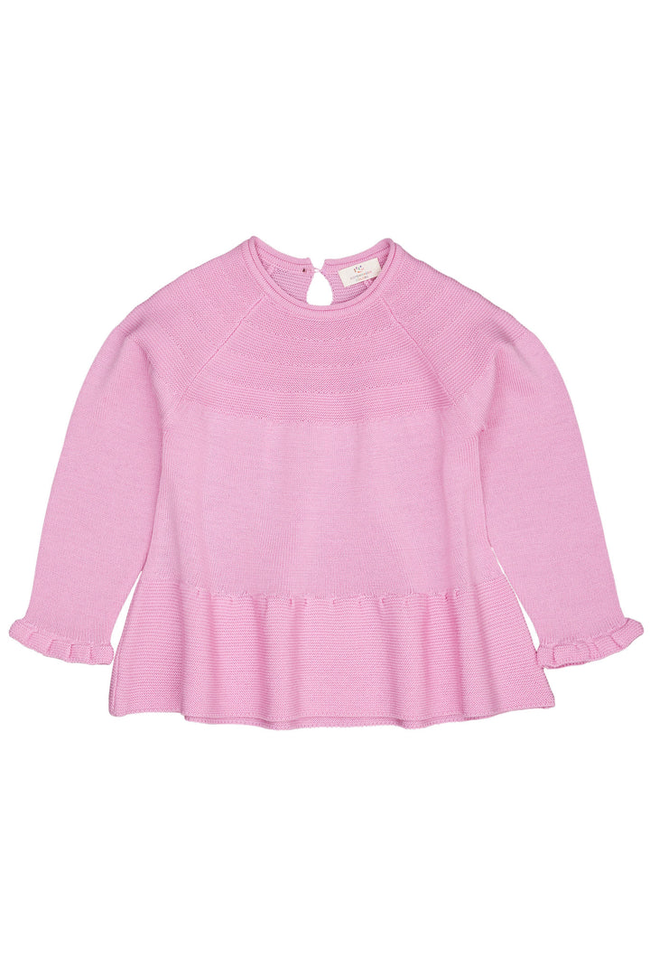 MERINO KNIT BLOUSE WITH FRILL - SYRINGA