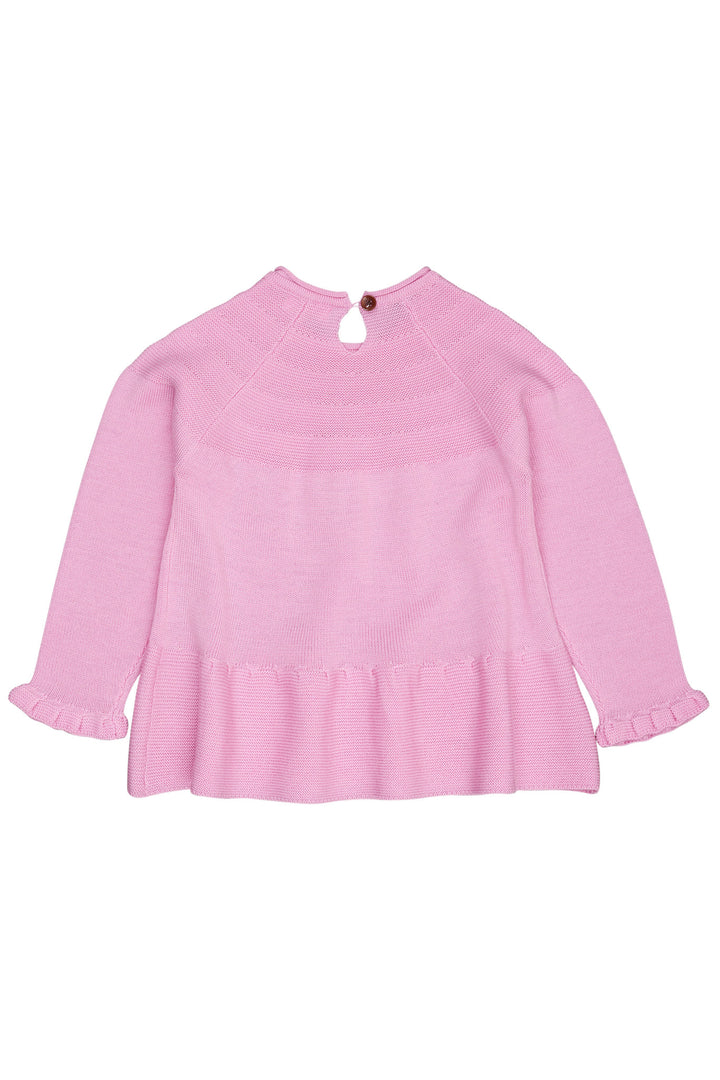 MERINO KNIT BLOUSE WITH FRILL - SYRINGA