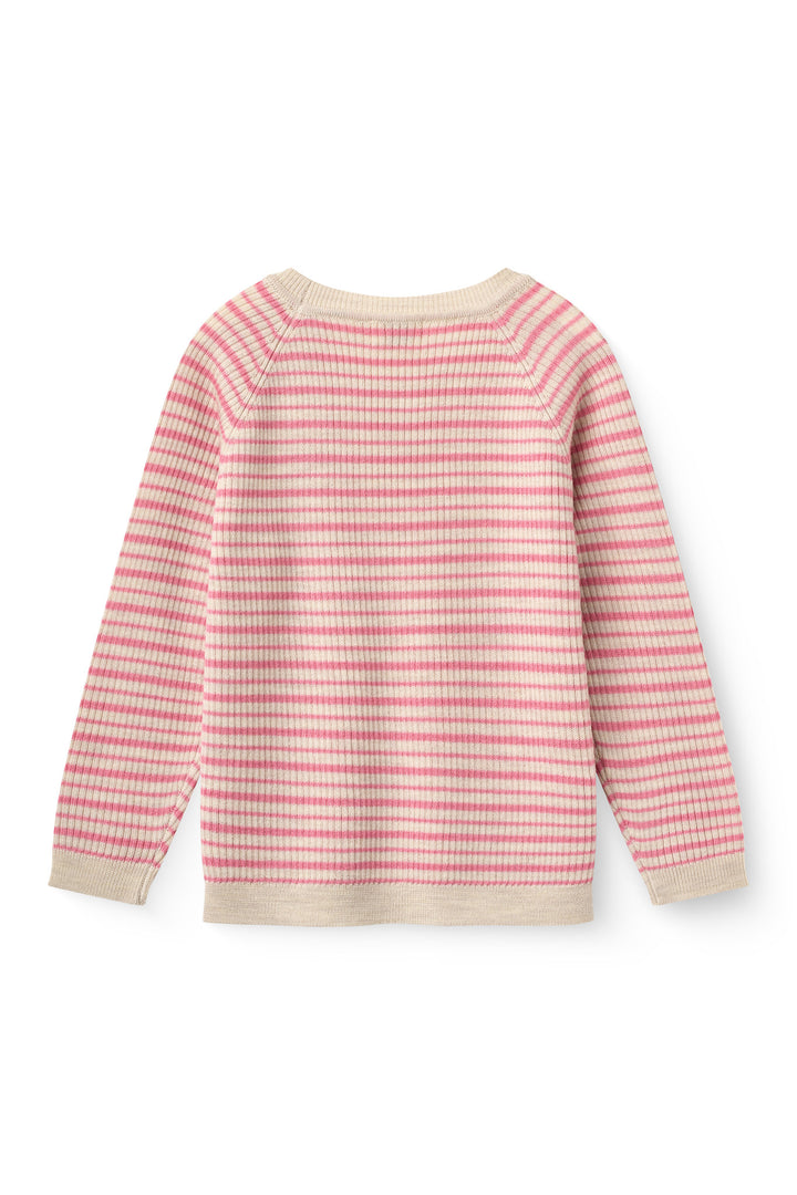 Merino Classic Rib Blouse - Blossom Pink Stripe
