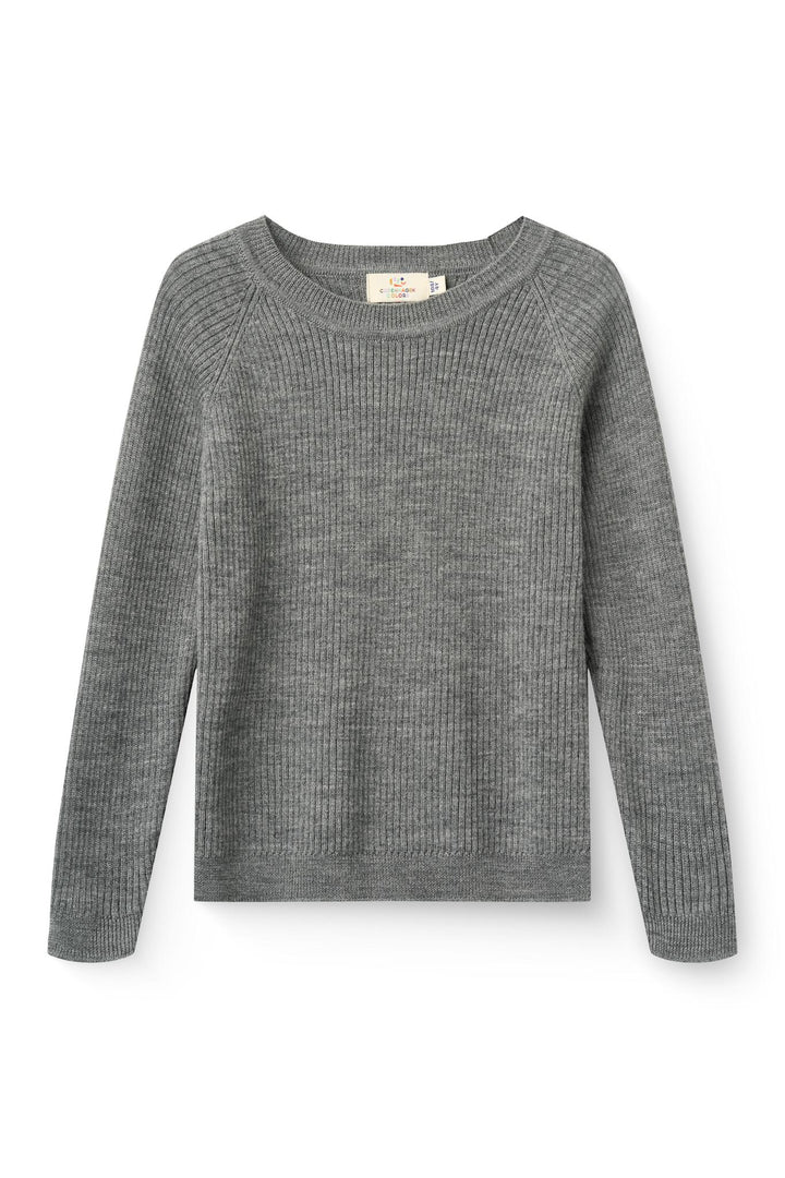Merino Classic Rib Blouse - Grey Melange