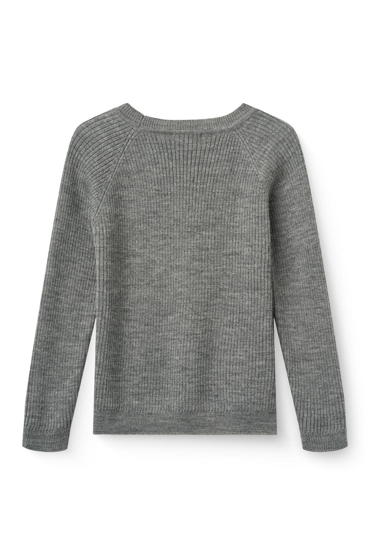 Merino Classic Rib Blouse - Grey Melange