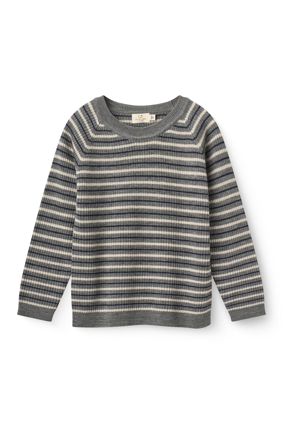 Merino Classic Rib Blouse - Grey Stripe