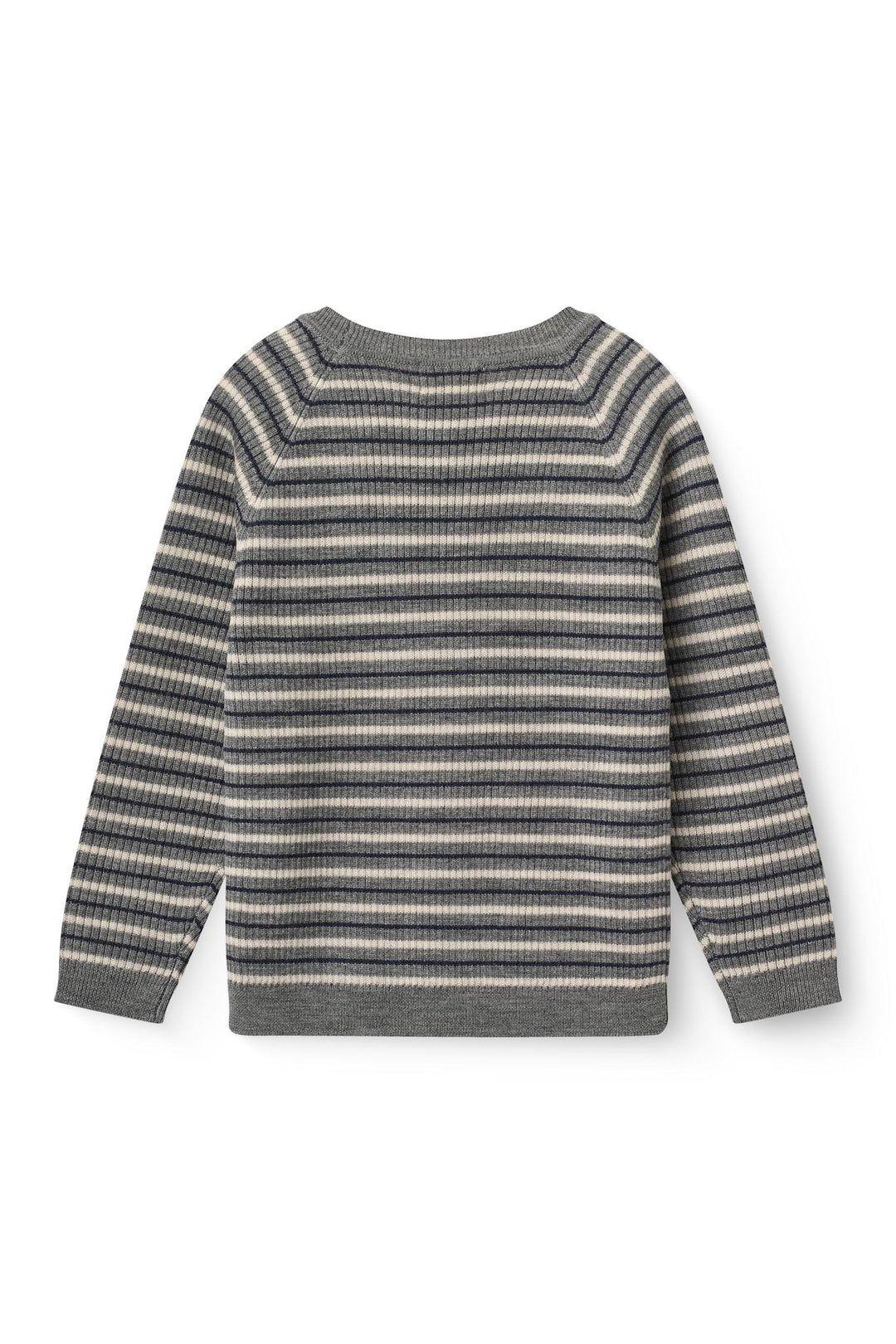 Merino Classic Rib Blouse - Grey Stripe