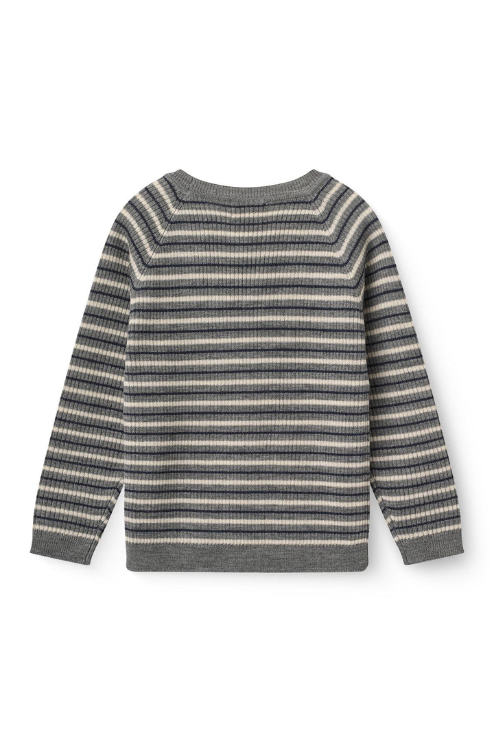 Merino Classic Rib Blouse - Grey Stripe
