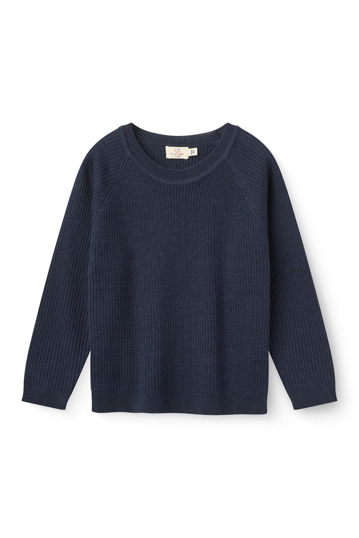 MERINO CLASSIC RIB BLOUSE - NAVY