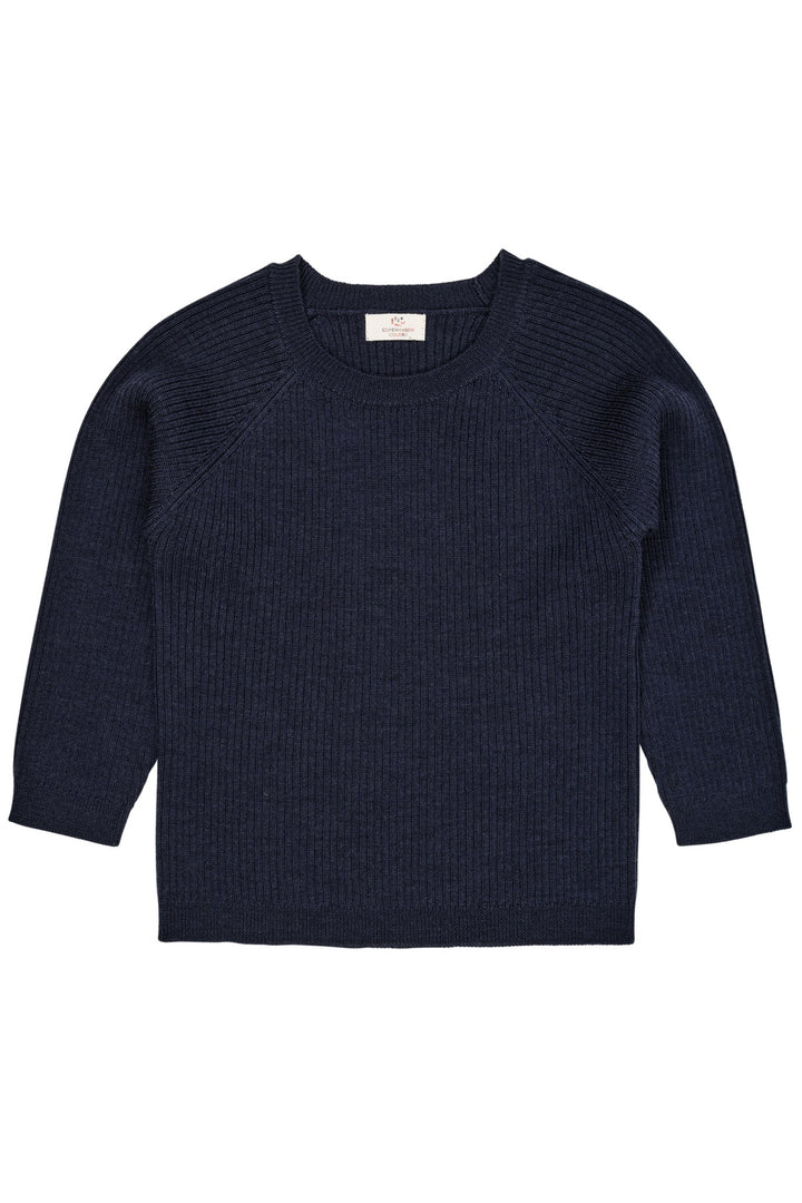 MERINO CLASSIC RIB BLOUSE - NAVY