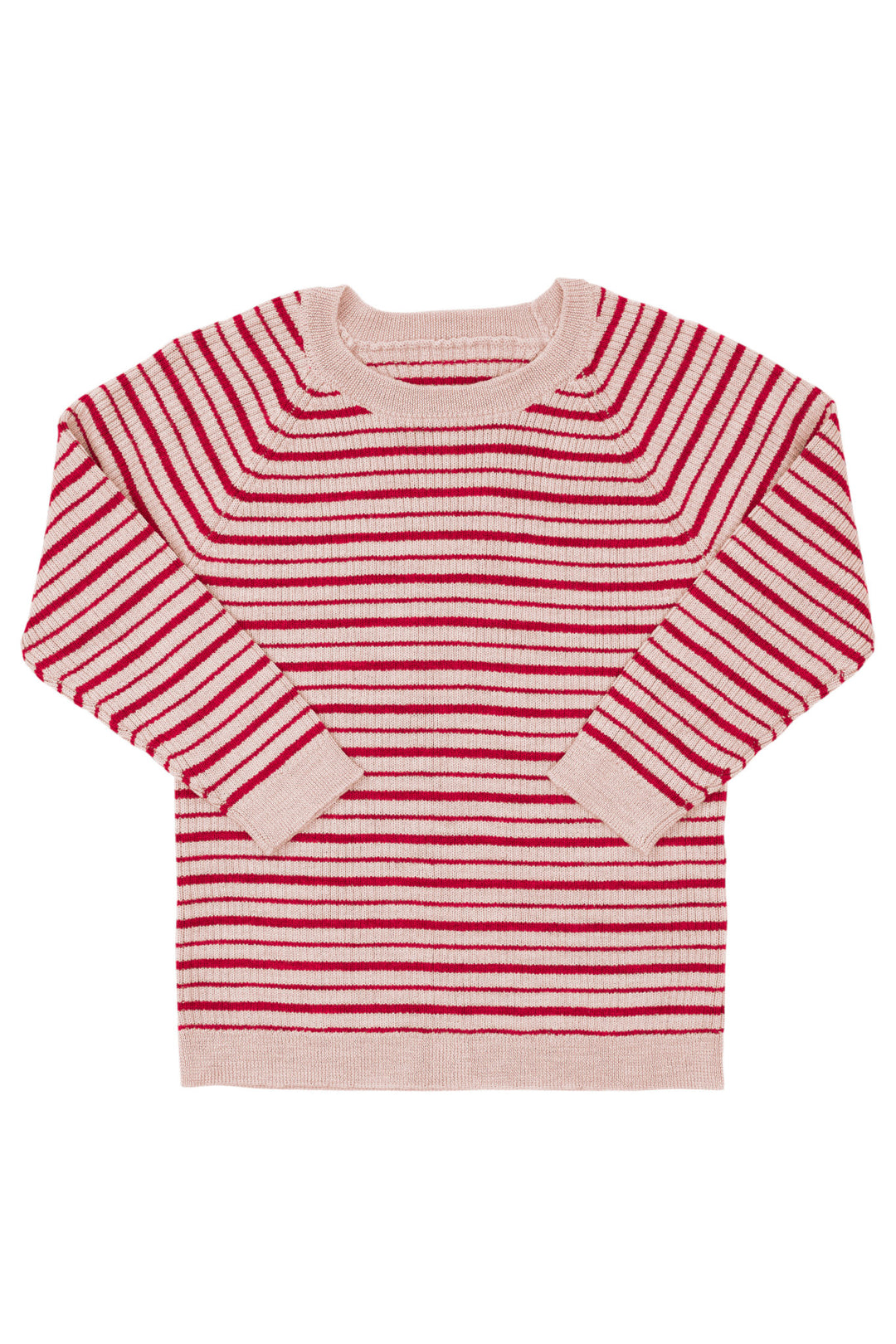 Merino Classic Rib Blouse - Soft Pink/Burgundy Comb.