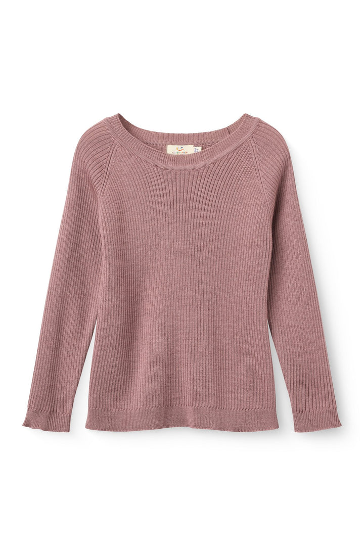 Merino Classic Rib Blouse - Winter Rose