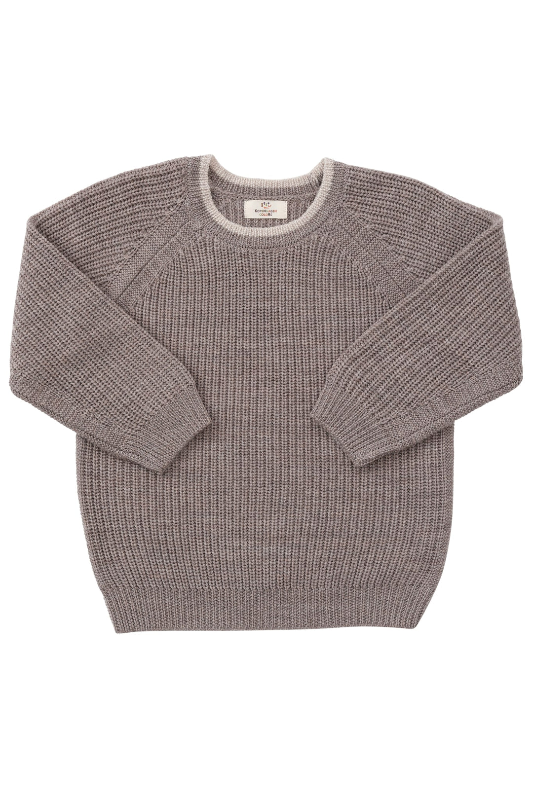 MERINO RIB KNITTED BLOUSE - NATURAL MELANGE