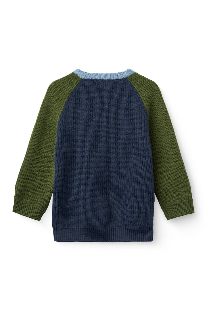Merino Rib Knitted Blouse - Navy Comb.
