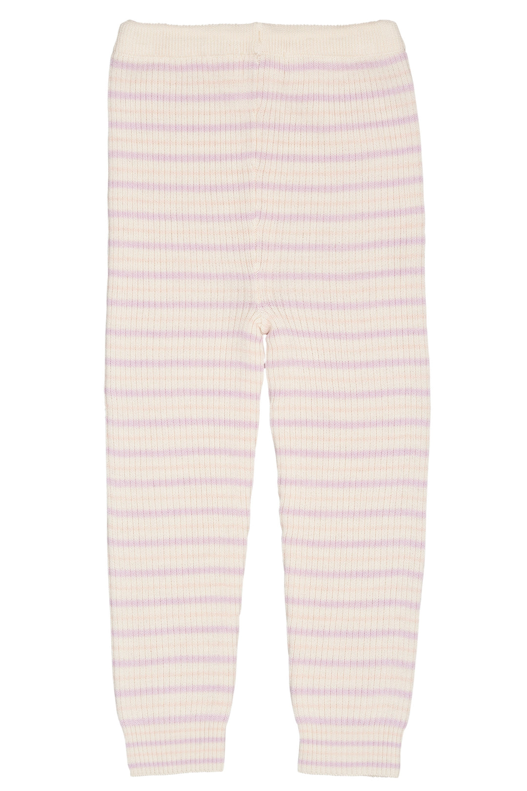 MERINO CLASSIC RIB LEGGINGS W. DRAWSTRINGS - CREAM/LAVENDER/DUSTY ROSE COMBI