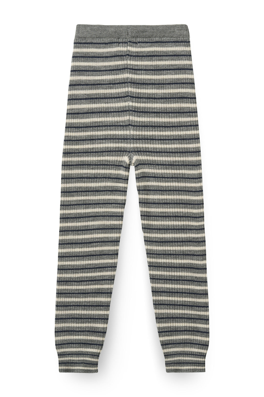 Merino Classic Rib Leggings with Drawstrings - Grey Stripe