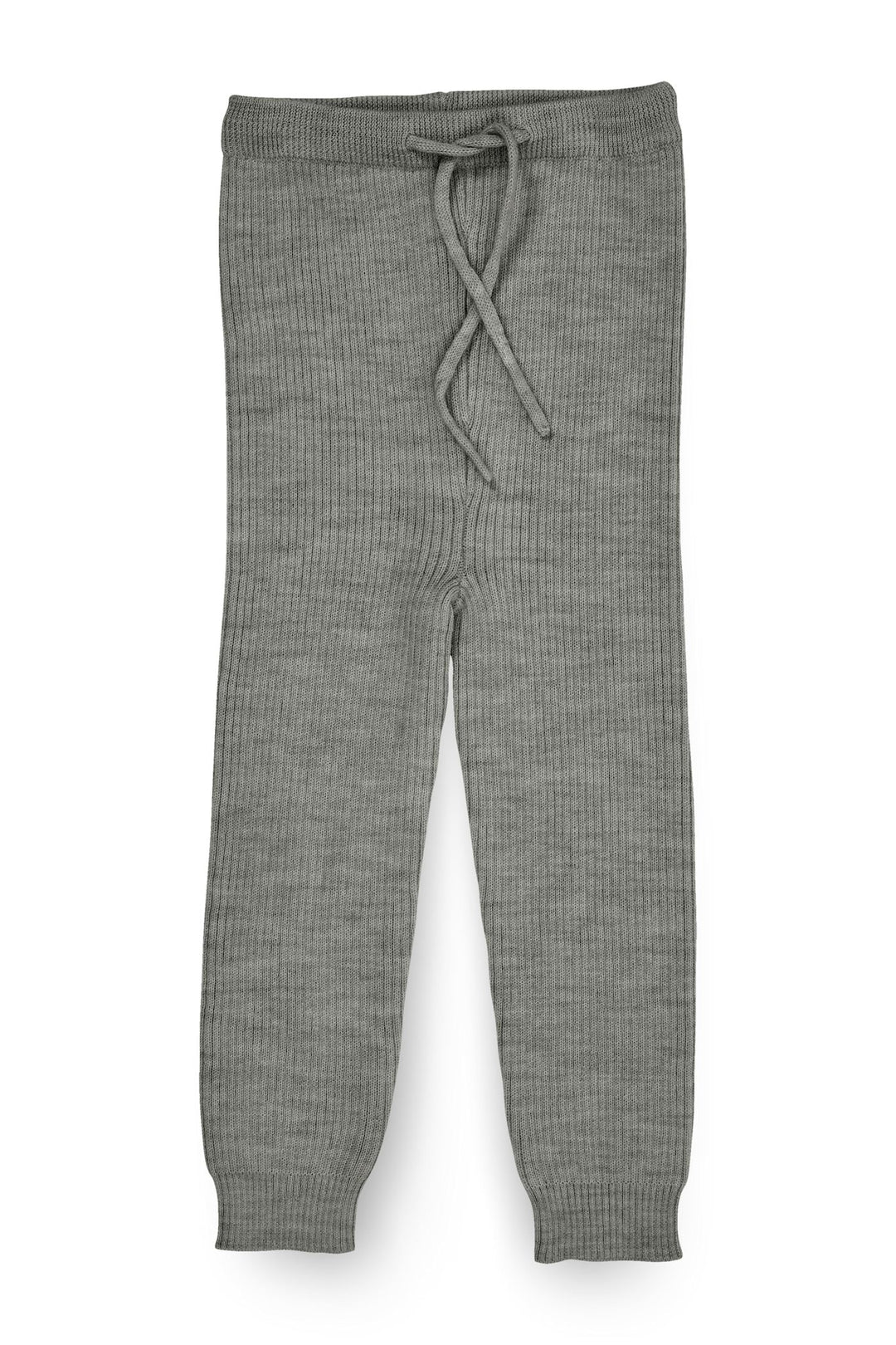 Merino Classic Rib Leggings with Drawstrings - Grey Mel.