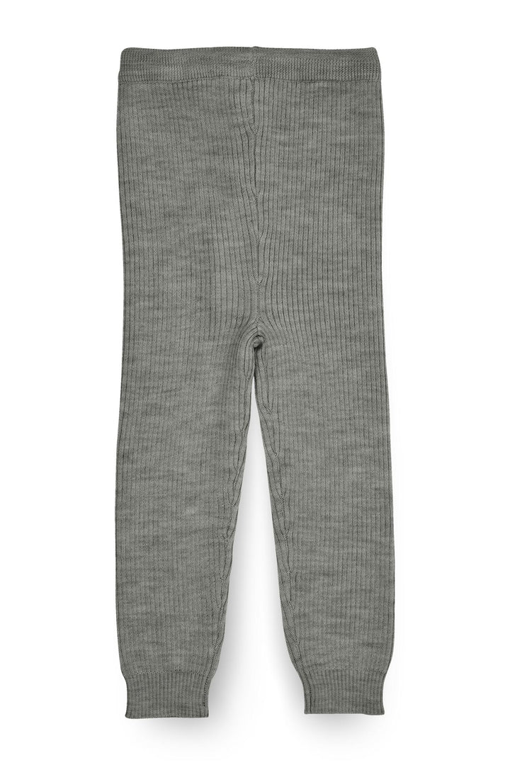 Merino Classic Rib Leggings with Drawstrings - Grey Mel.