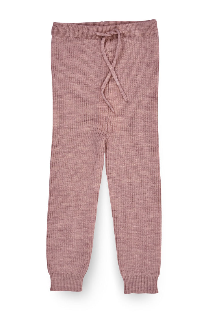 Merino Classic Rib Leggings with Drawstrings - Winter Rose