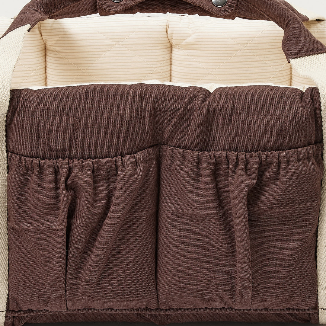 Organic Multifunctional Baby Lift - Dk. Brown w. Cream Solid Stripe