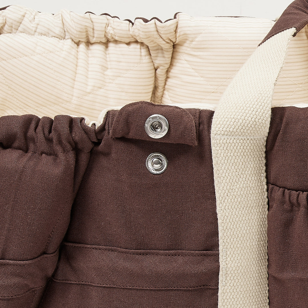 Organic Multifunctional Baby Lift - Dk. Brown w. Cream Solid Stripe