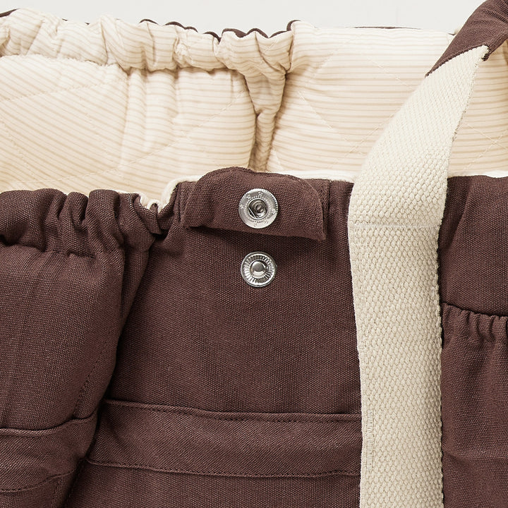 Organic Multifunctional Baby Lift - Dk. Brown w. Cream Solid Stripe