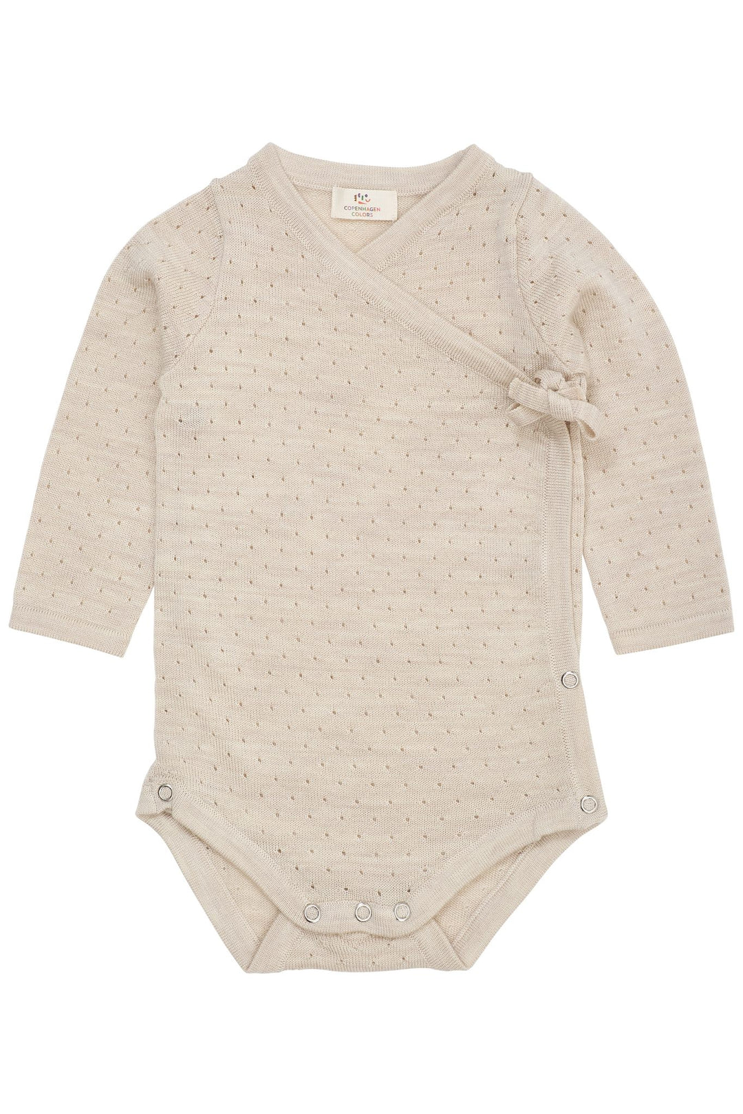 MERINO LS WRAP BODYSTOCKING - PALE CREAM MELANGE