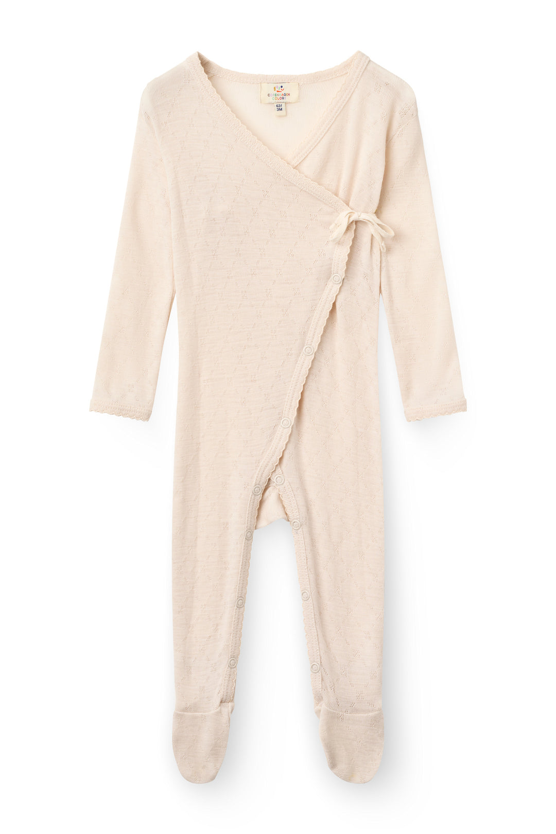 Lt. Knitted Pointelle Cross-Over Full Body - Cream
