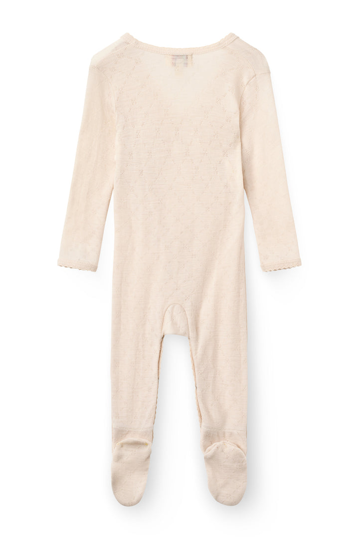 Lt. Knitted Pointelle Cross-Over Full Body - Cream
