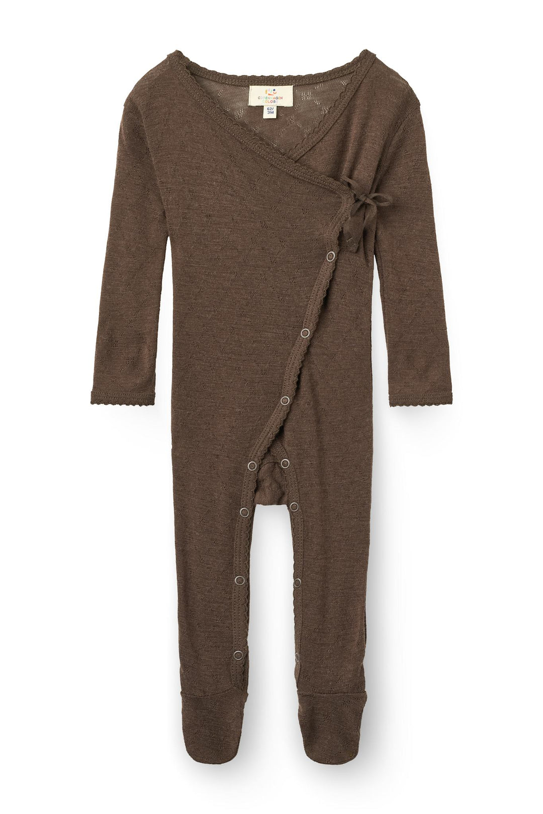 Lt. Knitted Pointelle Cross-Over Full Body - Dk. Brown