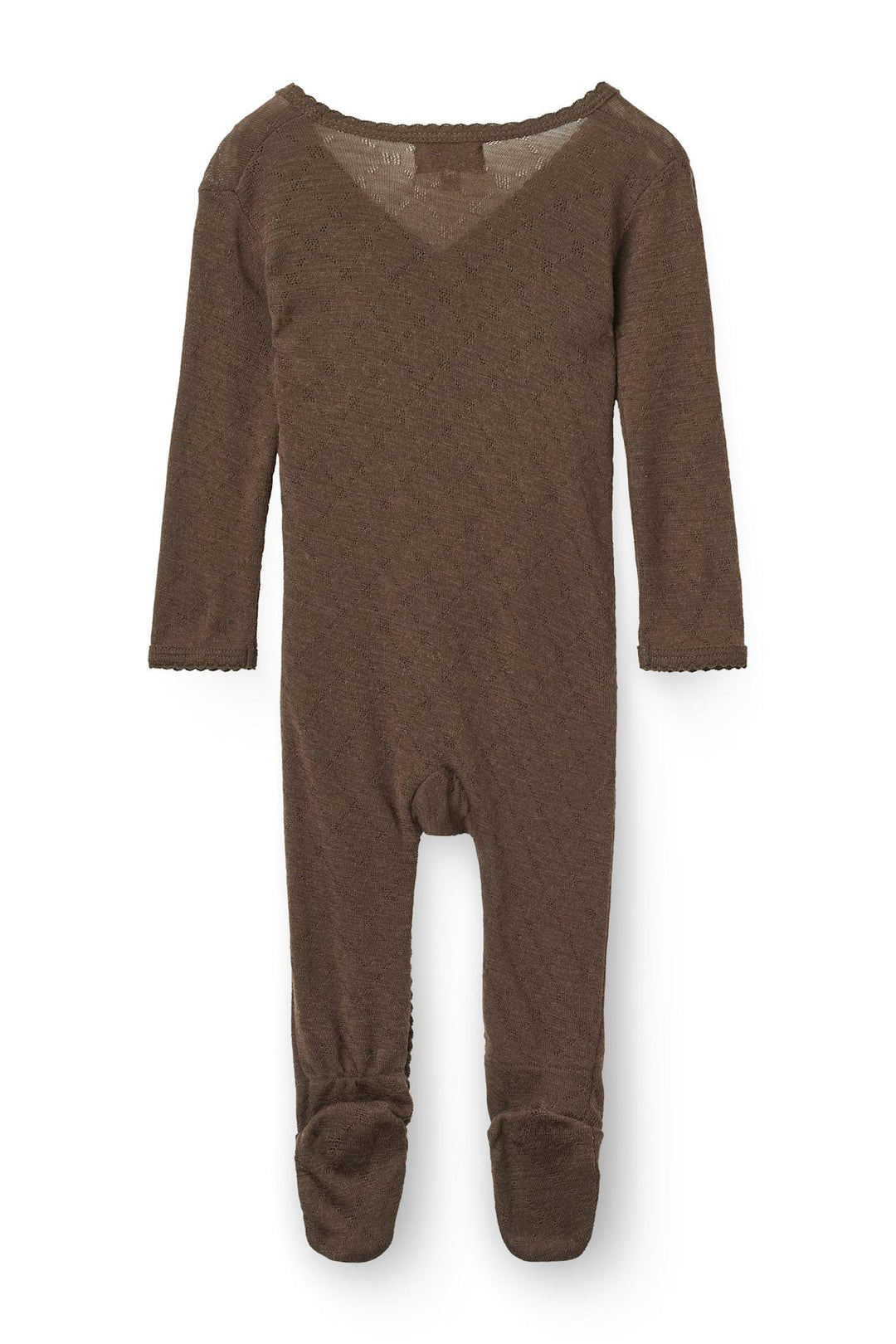 Lt. Knitted Pointelle Cross-Over Full Body - Dk. Brown