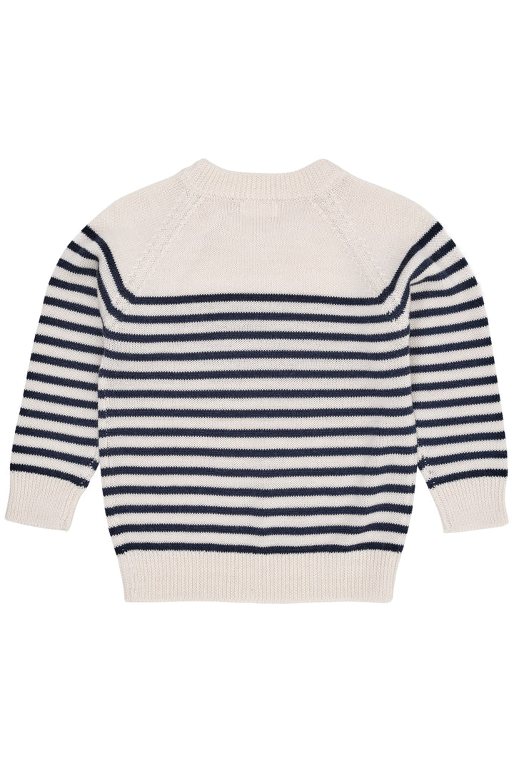 MERINO CLASSIC STRIPED PULLOVER - CREAM/NAVY STRIPE