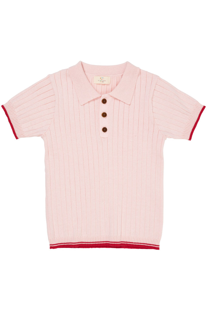 RIB KNITTED POLO - BALLERINA/BERRY COMB.