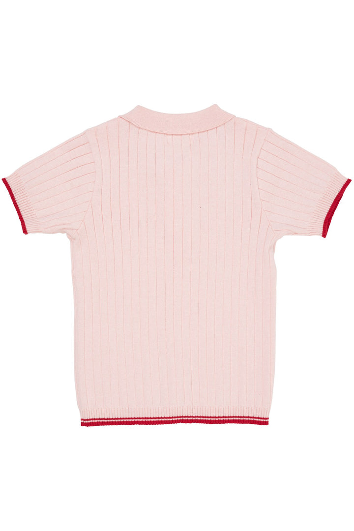 RIB KNITTED POLO - BALLERINA/BERRY COMB.