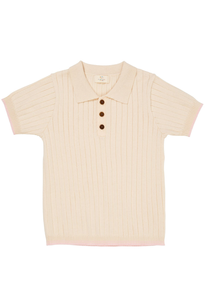 RIB KNITTED POLO - BALLERINA/BERRY COMB.