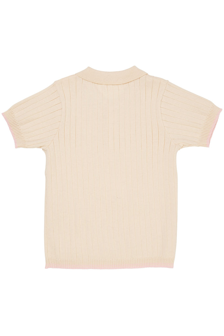 RIB KNITTED POLO - BALLERINA/BERRY COMB.