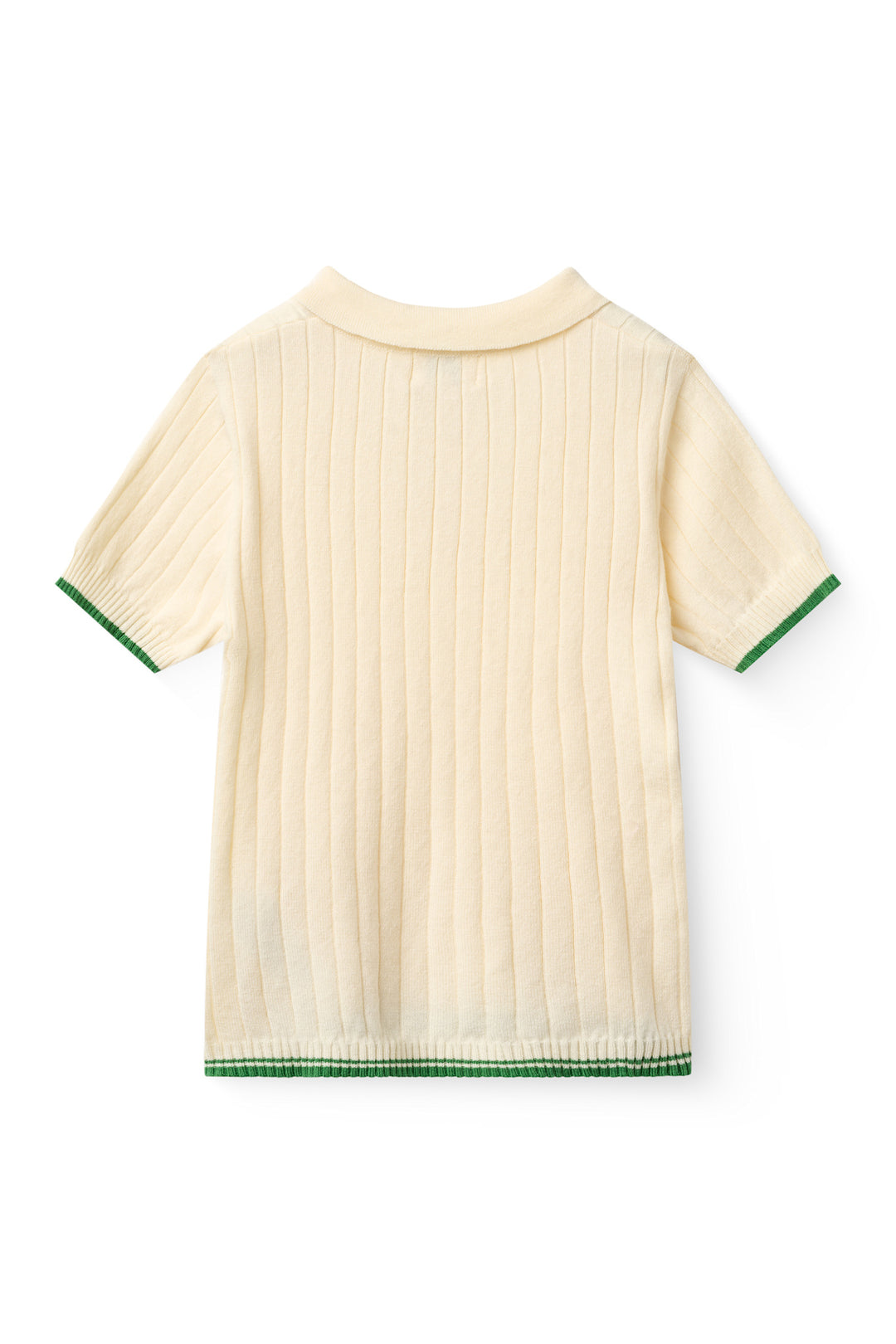 RIB KNITTED POLO - CREAM/SHARP GREEN COMB.