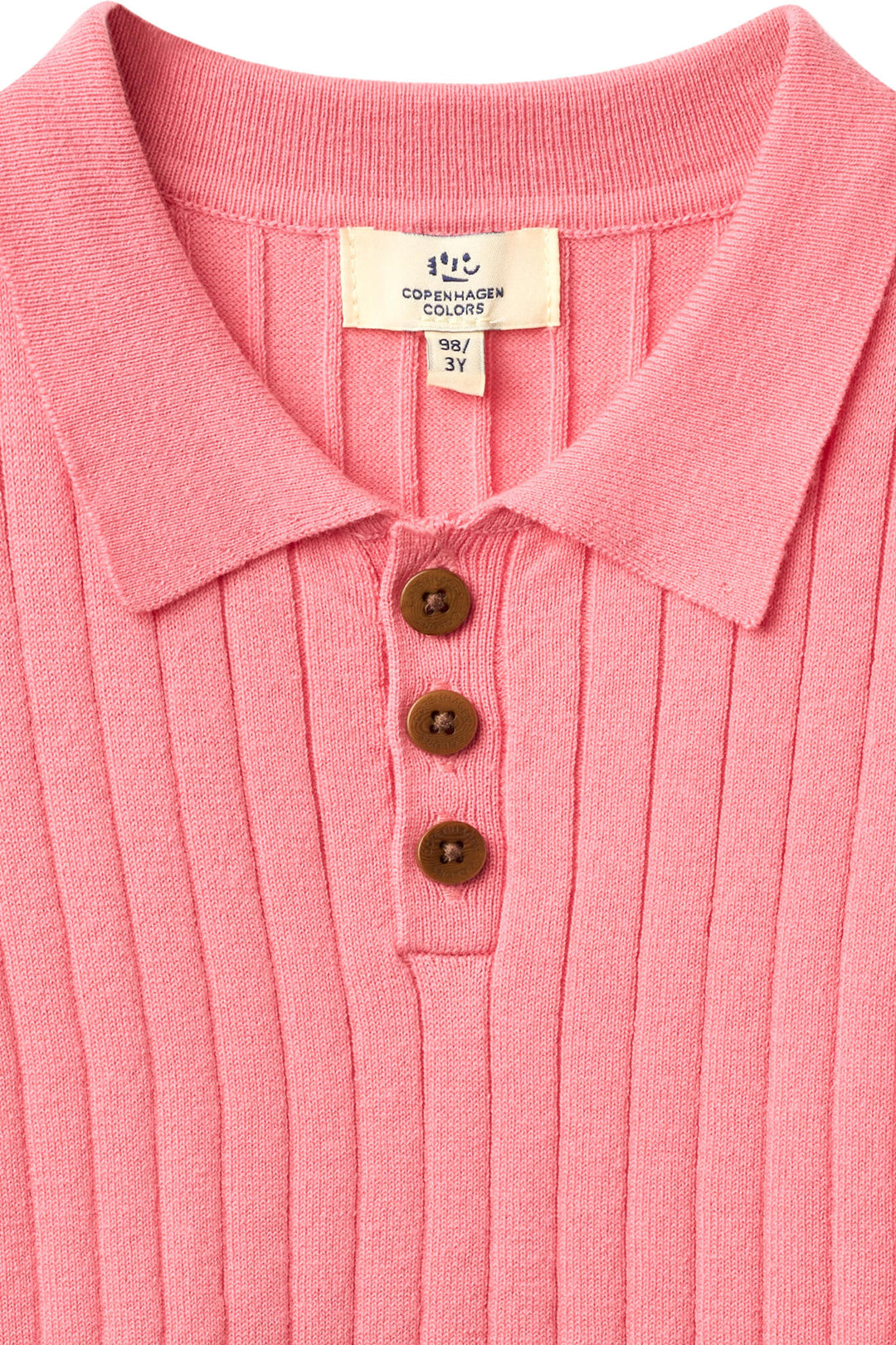 RIB KNITTED POLO - PINK/CREAM COMB.